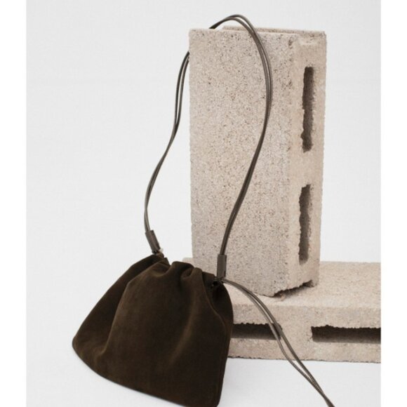 NWT Mus & BomBon Garbanza Green Suede Bag Slouchy Convertible Shoulder Bag - Picture 2 of 7